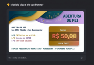 Eu vou realizar a abertura, emissão do seu CNPJ mei