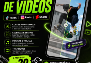 Eu vou editar seu vídeo para TikTok, Reels ou Shorts