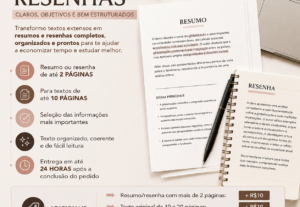 Eu vou Elaborar resumos ou resenhas de alta qualidade
