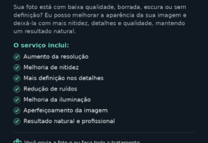 Eu vou melhorar a qualidade e nitidez da sua foto