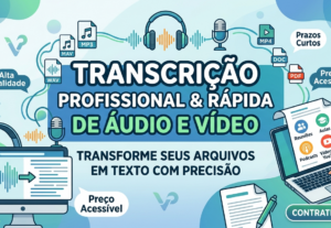 Eu vou transcrever até 15 minutos de áudio e vídeo