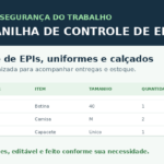Eu vou criar planilha de controle de EPI e uniformes