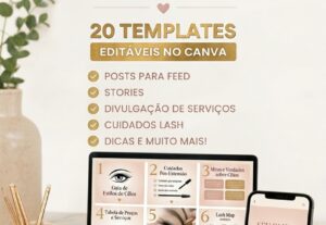 Eu vou fazer Pack 20 Templates Canva Editáveis para Lash Des...