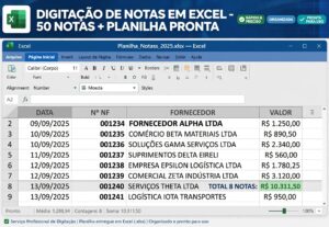 Eu vou digitar suas notas em excel