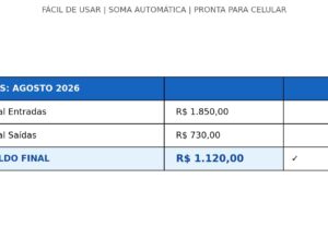 Eu vou fazer sua planilha de controle financeiro no excel.