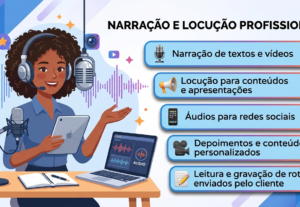 Eu vou narrar textos para seu produto, vídeo ou projeto.