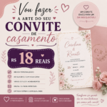 Eu vou Fazer a arte para o seu convite de casamento