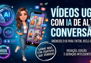 Eu vou Criador de Vídeos UGC com IA para Anúncios