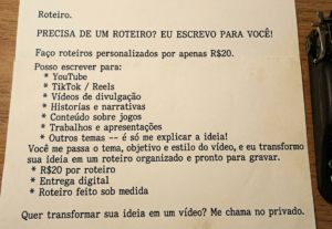 Eu vou fazer um roteiro original para você