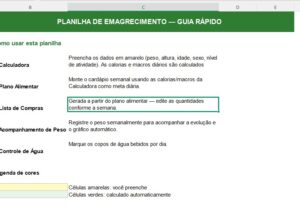 Eu vou Planilha de Emagrecimento Completa com Calculador....
