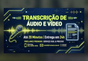 Eu vou transcrever até 20 minutos de áudio ou vídeo