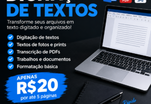 Eu vou digitar seus textos com rapidez e qualidade