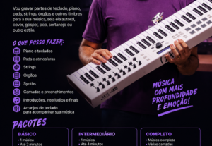 Eu vou gravar teclados profissionais para sua música