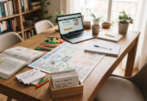 Eu vou fazer trabalhos, mapas mentais e resumos