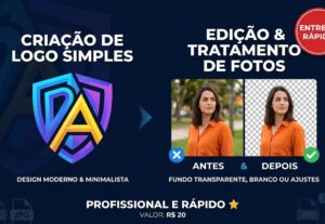 Eu vou Criar u, logotipo simples ou editar suas fotos