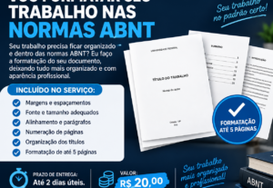 Eu vou Vou formatar seu trabalho nas normas ABNT