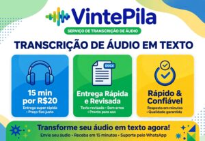 Eu vou Vou transcrever 15 minutos do seu áudio em texto.