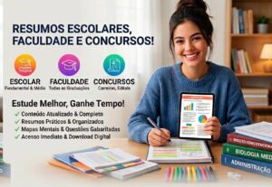 Eu vou fazer resumos de estudo: escola, facul ou concursos.