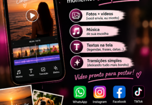 Eu vou criar vídeos curtos com fotos, música e texto