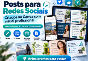 Eu vou Crio posts profissionais no Canva para redes sociais