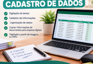 Eu vou Faço digitação e cadastro de dados com rapidez .