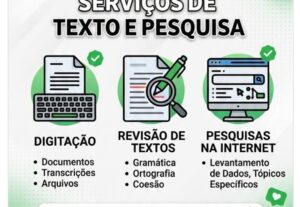 Eu vou digitação, revisão de textos