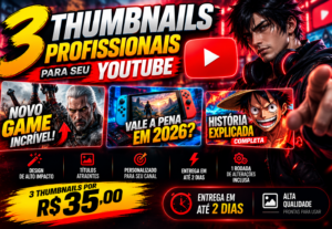 Eu vou criar 3 thumbnails profissionais para seu YouTube