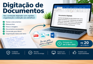 Eu vou digitar seu documento de forma rápida e organizada