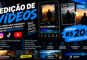 Eu vou editar seus vídeos para Instagram, TikTok e YouTube