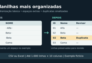 Eu vou limpar e padronizar uma planilha Excel ou CSV