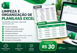 Eu vou limpar e organizar sua planilha Excel